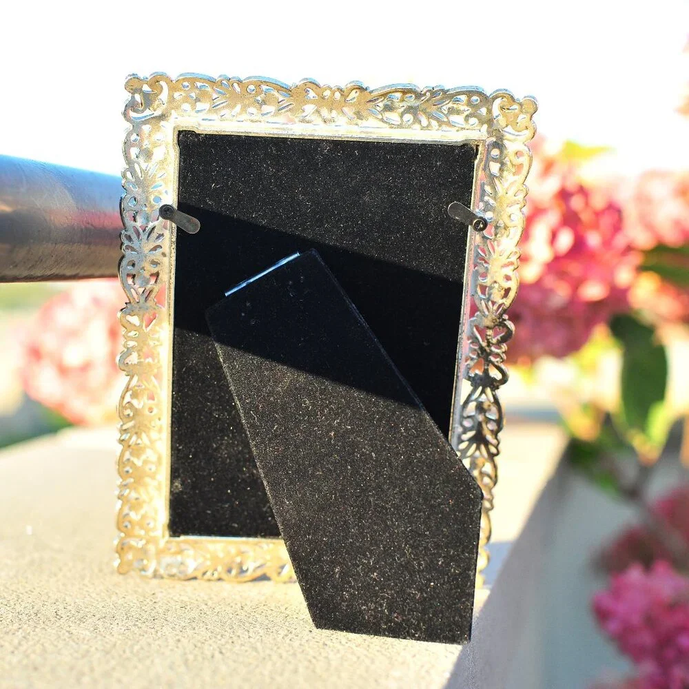 1pcs Silver Gold Glaze Metalwork Crystal Floral Picture frame